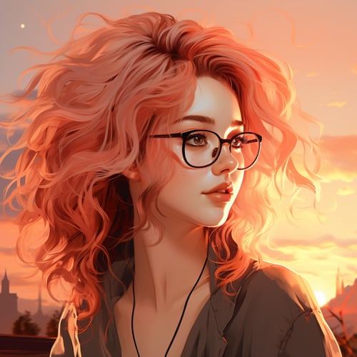 手绘暖色风长发女孩 by ai老头 on Tensor.Art