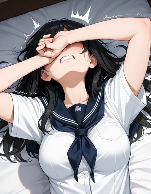 Arms Covering Own Face / 両腕で顔を覆う by reprinter on Tensor.Art