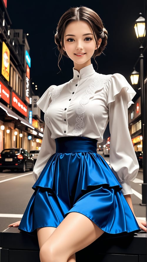 D067 Puffy Sleeve Ruffle Shirt w Layered Skirt-IL by reprinter on Tensor.Art