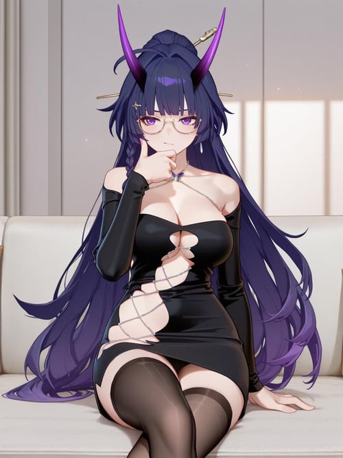 Black Side Cutout Dress by alae on Tensor.Art