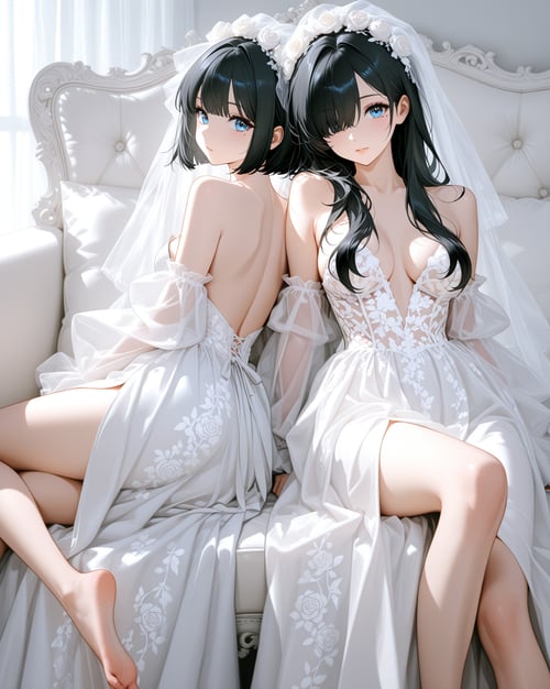 High slit wedding dress by luxiaoai on Tensor.Art