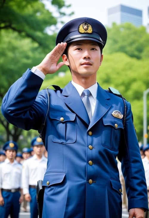 Male Japanese Police Uniform (winter) by Hanneken0130 on Tensor.Art