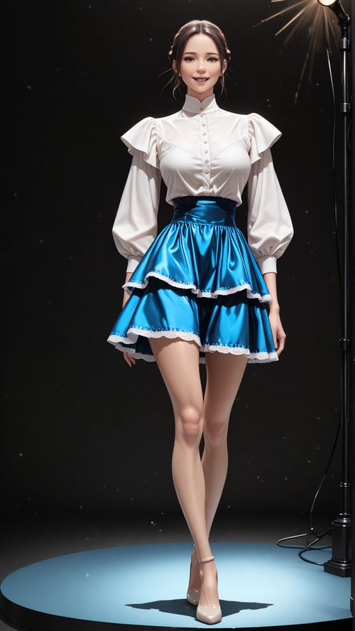 D067 Puffy Sleeve Ruffle Shirt w Layered Skirt-IL by reprinter on Tensor.Art