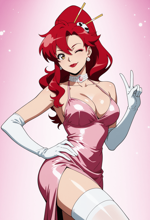 Vintage Satin Halter-Neck and Hair | Two-fer Woof- by miaomiao on Tensor.Art