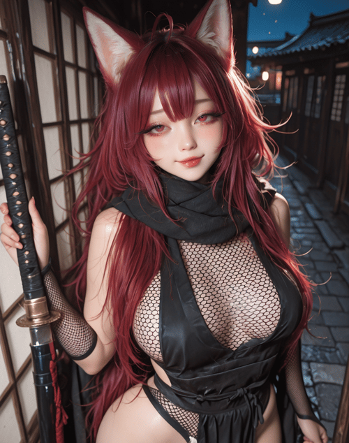 渔网忍者-（cosplay）（情趣制服）Fishnet Ninja - (Cosplay) by miaomiao on Tensor.Art