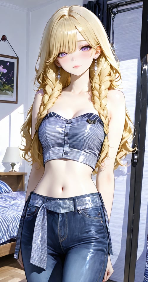 Stripe Glitter Tube Crop Top Matching Strap Dark D by reprinter on Tensor.Art