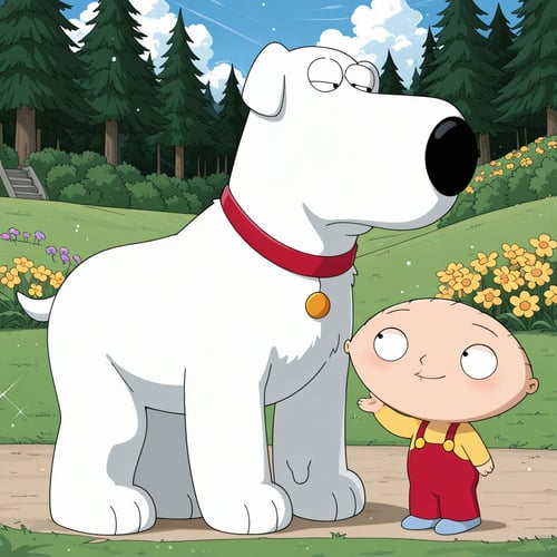 Boys and Dog - Stewie and Brian by Wizardludas on Tensor.Art