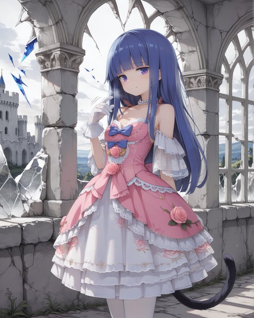 Pink lace tiered dress by luxiaoai on Tensor.Art