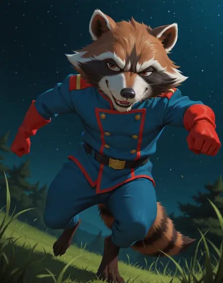 Rocket Raccoon Blue Outfit (Marvel Comics) (Illust by user_720431629750874608 on Tensor.Art