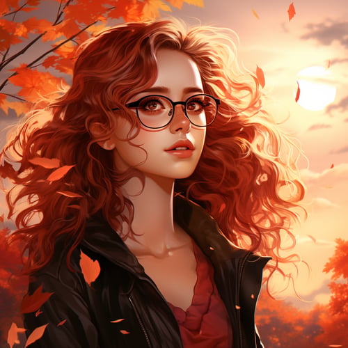 手绘暖色风长发女孩 by ai老头 on Tensor.Art