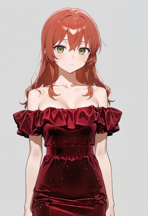 Velvet Bardot Ruffle Bodycon Dress by miaomiao on Tensor.Art