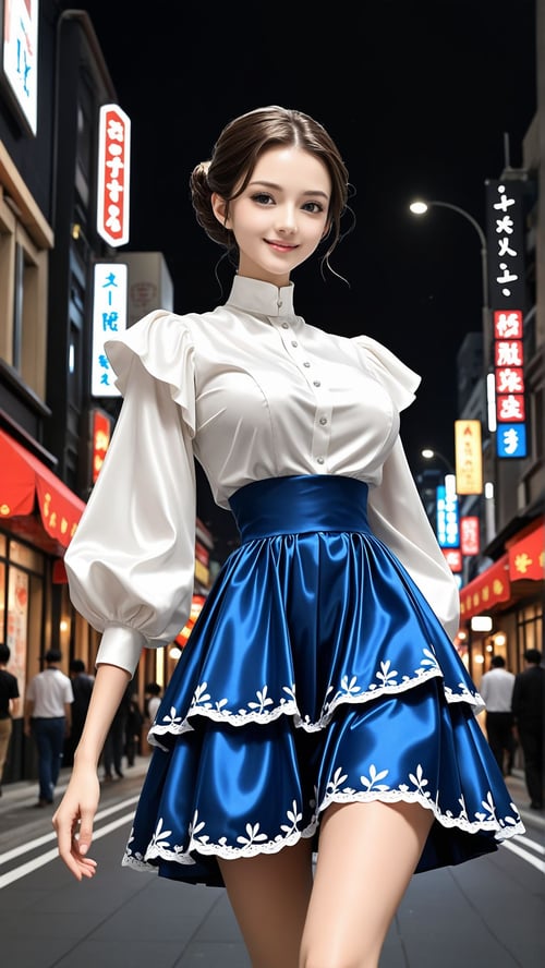 D067 Puffy Sleeve Ruffle Shirt w Layered Skirt-IL by reprinter on Tensor.Art