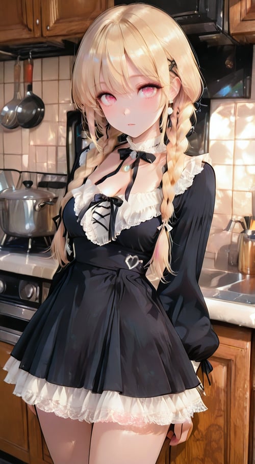 Black & White Lace Frill Gothic Dress by reprinter on Tensor.Art