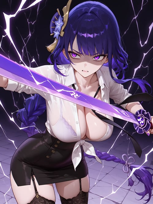 Open Shirt Office Lady Outfit by reprinter on Tensor.Art