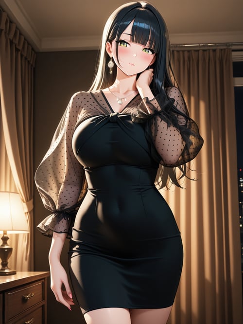 See-through sleeves taut dress by luxiaoai on Tensor.Art