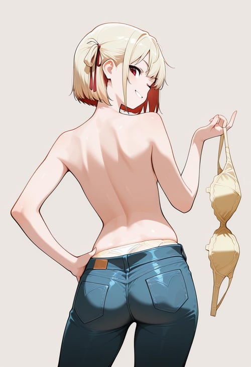 Holding bra on finger. From behind. by alae on Tensor.Art