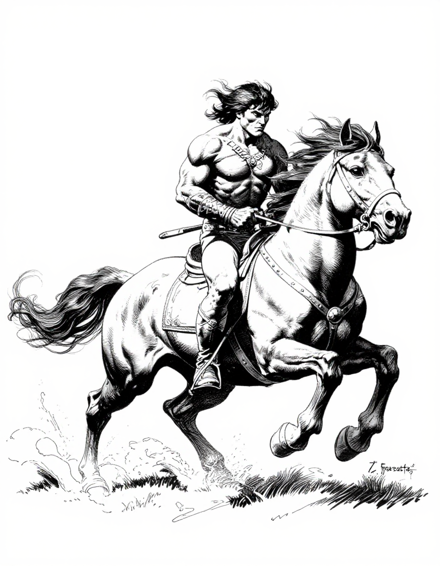 FRAZETTA Ink Style by inknoir on Tensor.Art