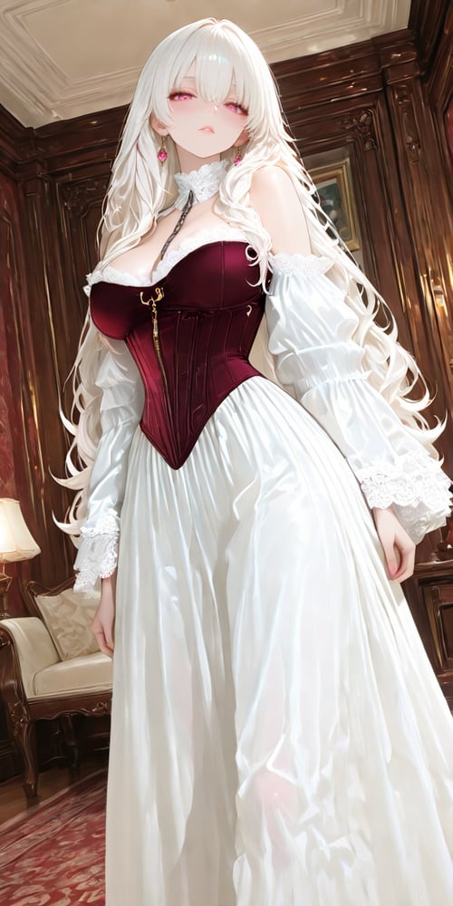 Burgundy Velvet Lace Corset Puff Sleeve Maxi Dress by miaomiao on Tensor.Art