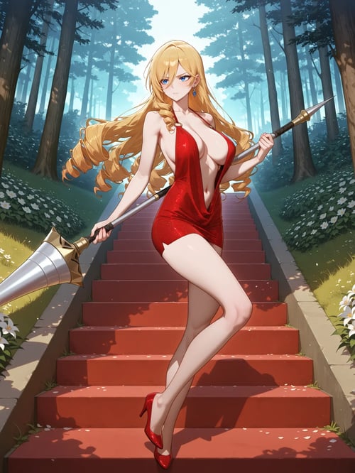 Deep V Neck Dress by reprinter on Tensor.Art