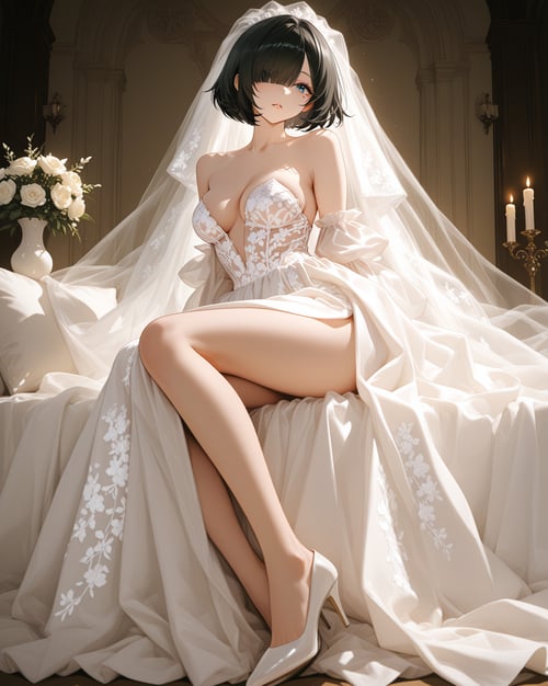 High slit wedding dress by luxiaoai on Tensor.Art