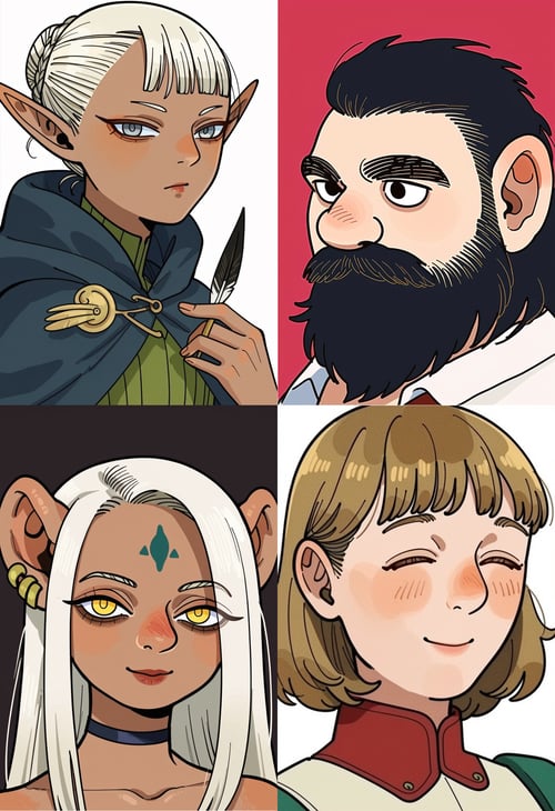 (PonyXL style) Dungeon Meshi Race Swap Portrait Chart Style (Kui Ryoko) | 迷宫饭 种族交换头像风格(九井諒子)| ダンジョン飯 ポートレートスタイル by Akiseki...
