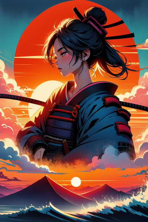 SUNSET AND SAMURAI by APOLLOYIN on Tensor.Art