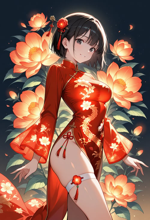 Glowing Cheongsam(China Dress) by miaomiao on Tensor.Art