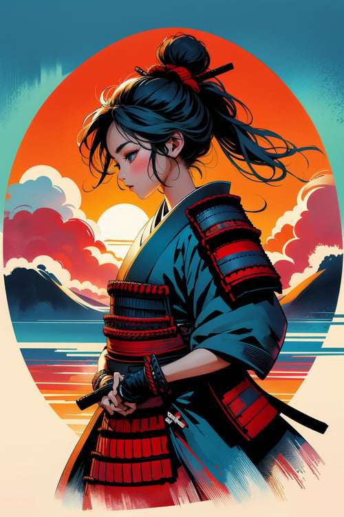SUNSET AND SAMURAI by APOLLOYIN on Tensor.Art