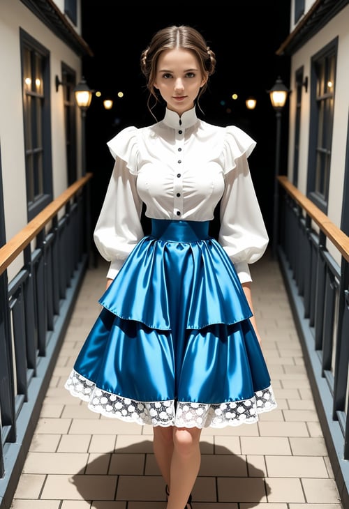 D067 Puffy Sleeve Ruffle Shirt w Layered Skirt-IL by reprinter on Tensor.Art