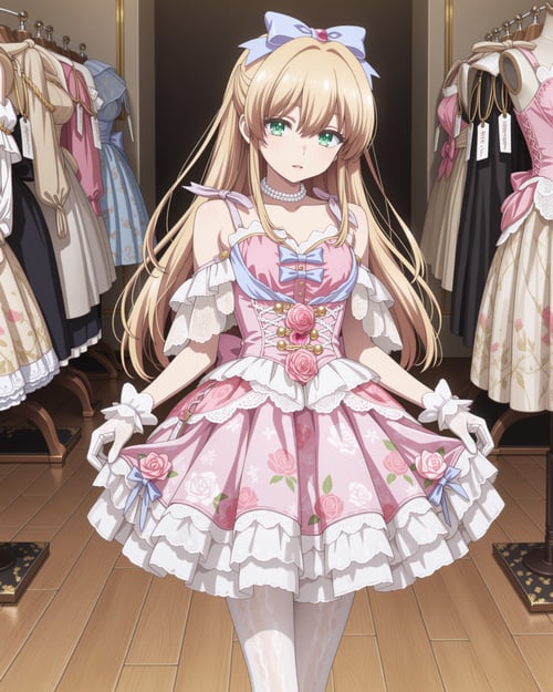 Pink lace tiered dress by luxiaoai on Tensor.Art