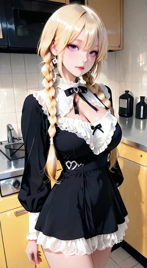 Black & White Lace Frill Gothic Dress by reprinter on Tensor.Art