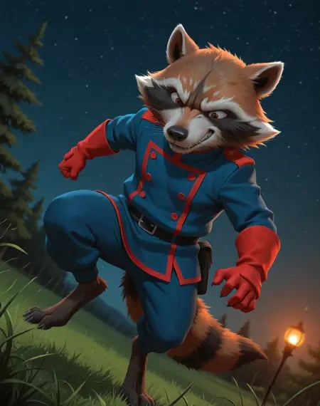 Rocket Raccoon Blue Outfit (Marvel Comics) (Illust by user_720431629750874608 on Tensor.Art