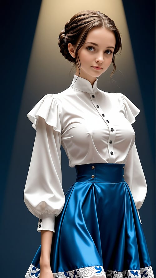 D067 Puffy Sleeve Ruffle Shirt w Layered Skirt-IL by reprinter on Tensor.Art