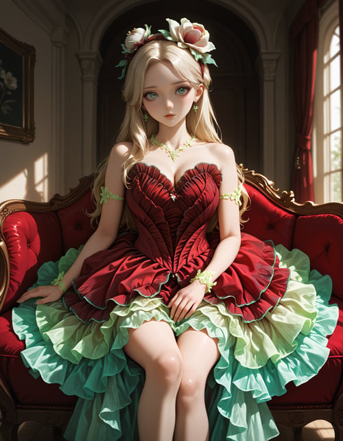Into The Sea Neon Frilled High Low Dress by EroBytes on Tensor.Art
