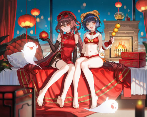 【原神】海灯节胡桃&香菱-米家全家桶 by Tangerboom on Tensor.Art