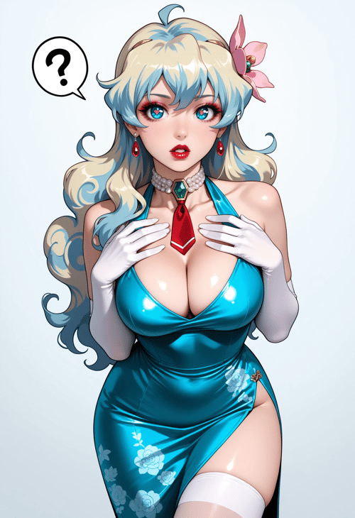 Vintage Satin Halter-Neck and Hair | Two-fer Woof- by miaomiao on Tensor.Art