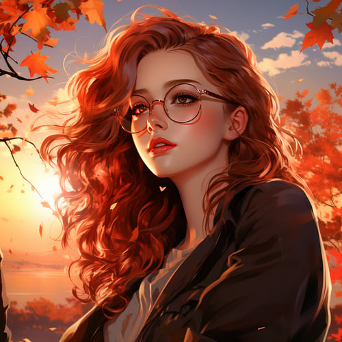 手绘暖色风长发女孩 by ai老头 on Tensor.Art