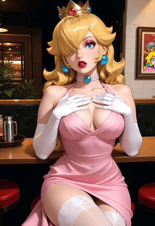 Vintage Satin Halter-Neck and Hair | Two-fer Woof- by miaomiao on Tensor.Art