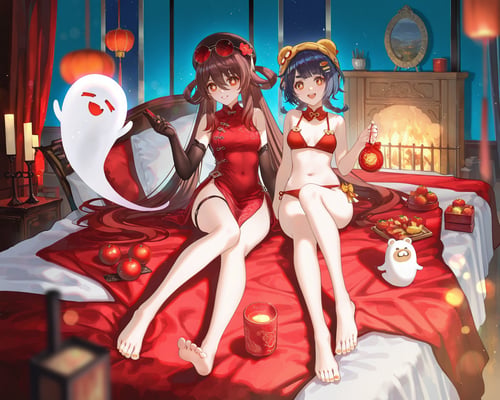 【原神】海灯节胡桃&香菱-米家全家桶 by Tangerboom on Tensor.Art