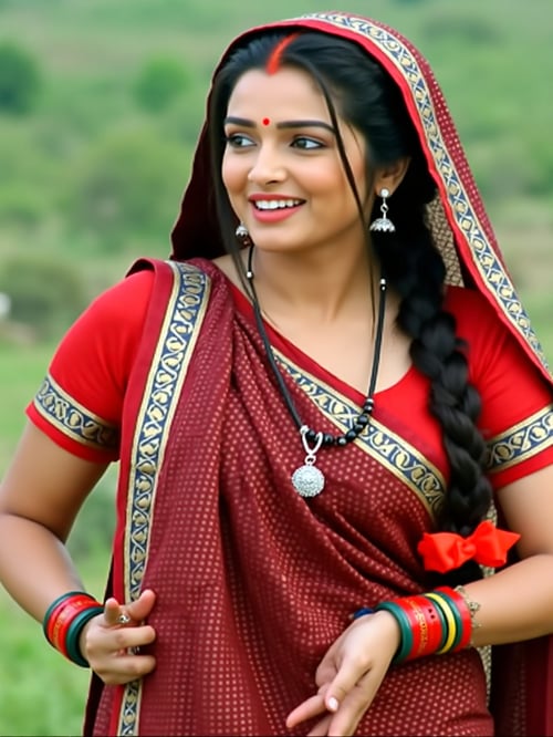Maroon Colour Sadiya by Snigdha on Tensor.Art