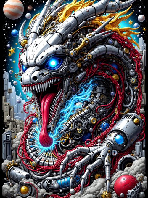 Mecha Dragon Biomechanical  by Alvin Art on Tensor.Art