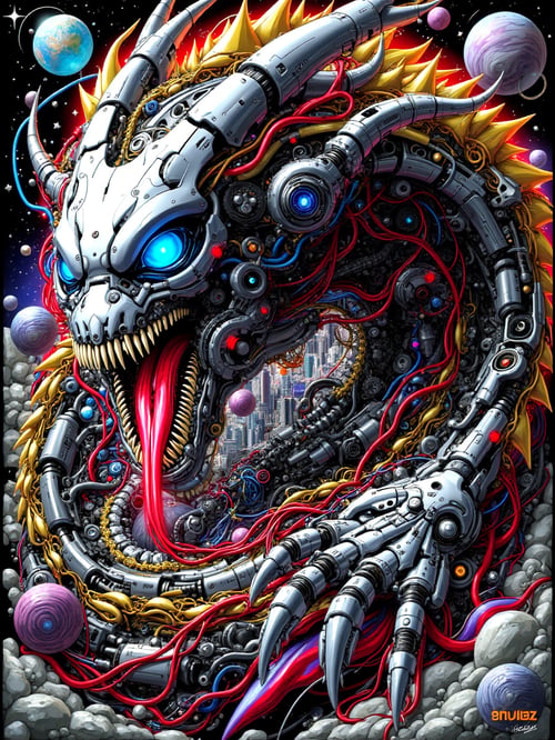Mecha Dragon Biomechanical  by Alvin Art on Tensor.Art