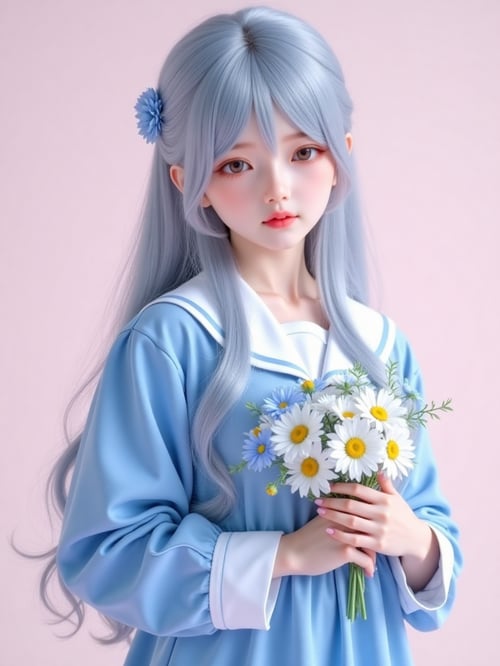 Girl holding flowers by wefong2000 on Tensor.Art