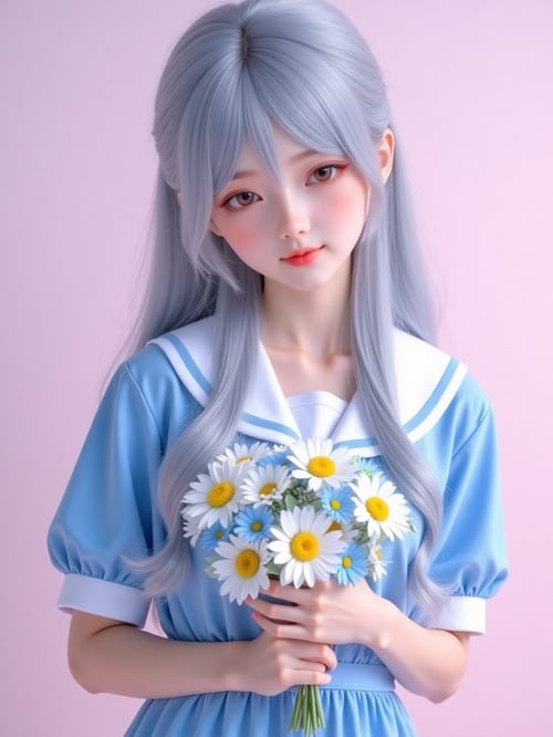 Girl holding flowers by wefong2000 on Tensor.Art