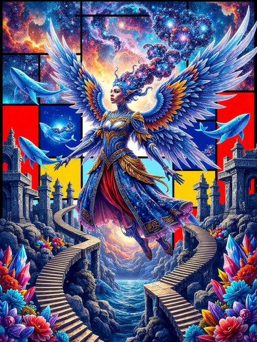 Cosmic Stained Glass Angel by Alvin Art on Tensor.Art