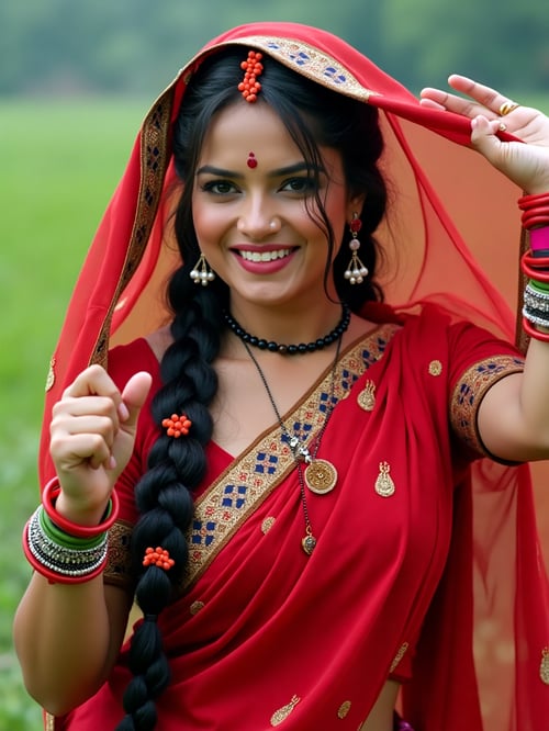 Maroon Colour Sadiya by Snigdha on Tensor.Art