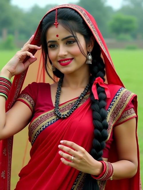 Maroon Colour Sadiya by Snigdha on Tensor.Art