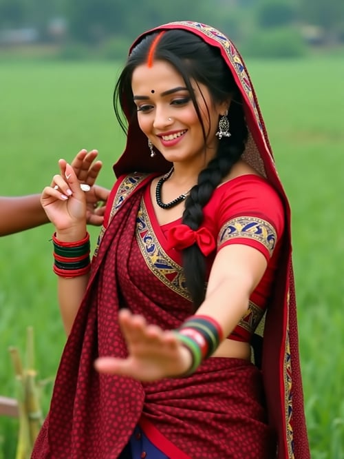 Maroon Colour Sadiya by Snigdha on Tensor.Art