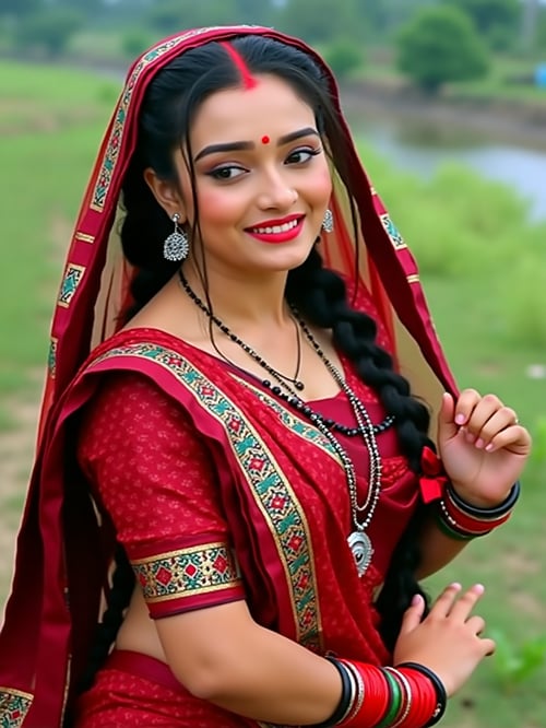Maroon Colour Sadiya by Snigdha on Tensor.Art