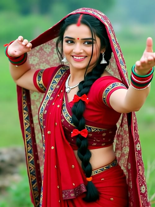 Maroon Colour Sadiya by Snigdha on Tensor.Art
